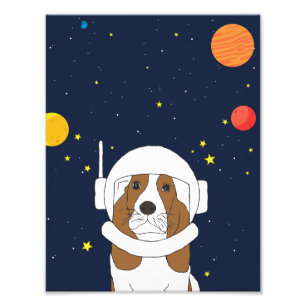 Hond Dog Astronaut Animal met Space Helmet Foto Afdruk