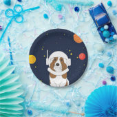 Hond Dog Astronaut Animal met Space Helmet Papieren Bordje (Feest)