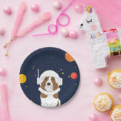 Hond Dog Astronaut Animal met Space Helmet Papieren Bordje (Feest)