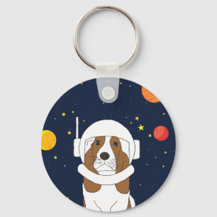 Hond Dog Astronaut Animal met Space Helmet Sleutelhanger