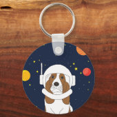 Hond Dog Astronaut Animal met Space Helmet Sleutelhanger (Voorkant)