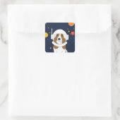 Hond Dog Astronaut Animal met Space Helmet Vierkante Sticker (Tas)