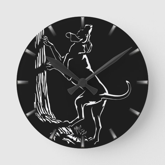 Hond Dog Clock Hunting Dog Art Wall Clock Ronde Klok (Voorkant)