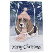 Hond Dog Kerstmis Medium Cadeauzakje (Voorkant)