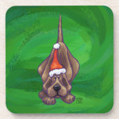 Hond Dog Kerstmis op groen Bier Onderzetter (Voorkant)