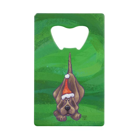 Hond Dog Kerstmis op groen Creditkaart Flessenopener (Voorkant)