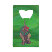 Hond Dog Kerstmis op groen Creditkaart Flessenopener (Achterkant)