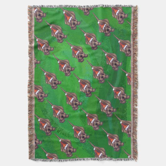 Hond Dog Kerstmis op groen Deken (Voorkant Verticaal)