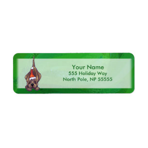 Hond Dog Kerstmis op groen Etiket