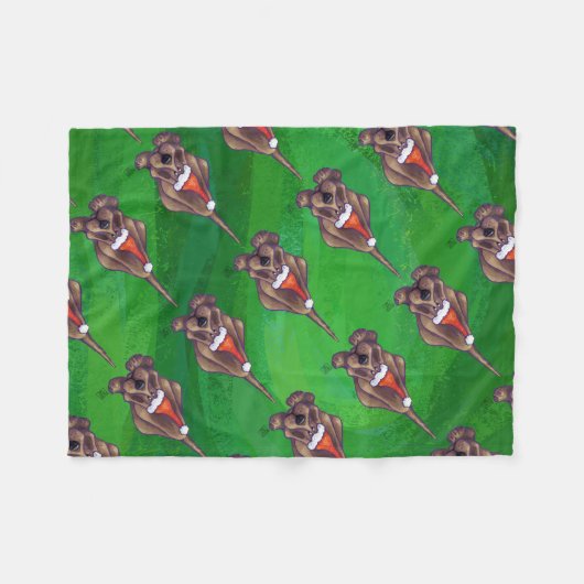 Hond Dog Kerstmis op groen Fleece Deken (Voorkant (Horizontaal))