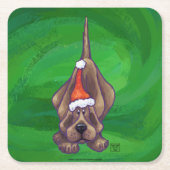 Hond Dog Kerstmis op groen Kartonnen Onderzetters (Voorkant)