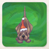 Hond Dog Kerstmis op groen Kartonnen Onderzetters (Voorkant)