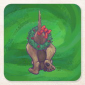 Hond Dog Kerstmis op groen Kartonnen Onderzetters (Voorkant)