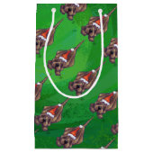 Hond Dog Kerstmis op groen Klein Cadeauzakje (Voorkant)