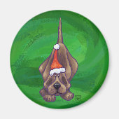 Hond Dog Kerstmis op groen Magneet (Voorkant)
