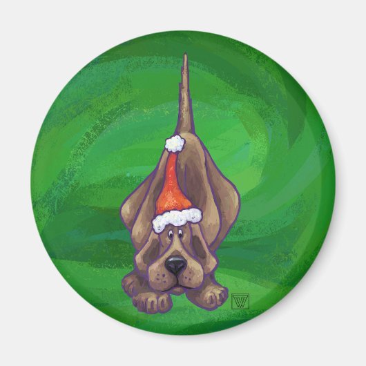Hond Dog Kerstmis op groen Magneet (Voorkant)