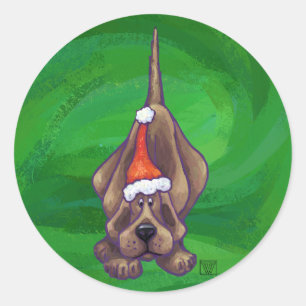 Hond Dog Kerstmis op groen Ronde Sticker