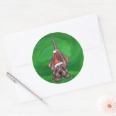 Hond Dog Kerstmis op groen Ronde Sticker (Envelop)