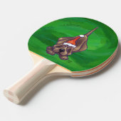 Hond Dog Kerstmis op groen Tafeltennisbatje (Voorkant Gekanteld)