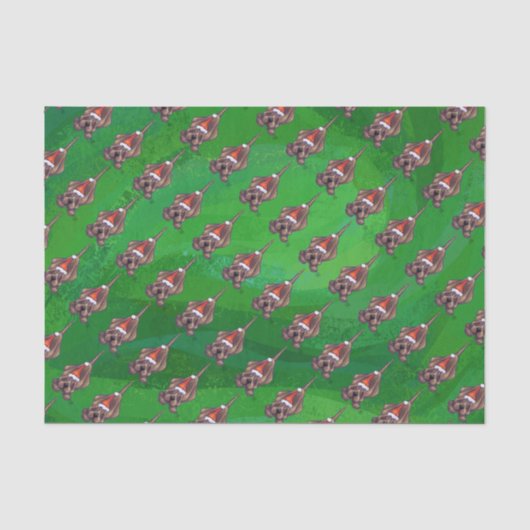 Hond Dog Kerstmis op groen Tissuepapier (Voorkant)