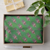 Hond Dog Kerstmis op groen Tissuepapier (Geschenk)