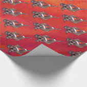 Hond Dog Kerstmis op rood Cadeaupapier (Hoek)