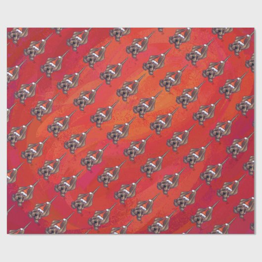 Hond Dog Kerstmis op rood Cadeaupapier (Vlak)