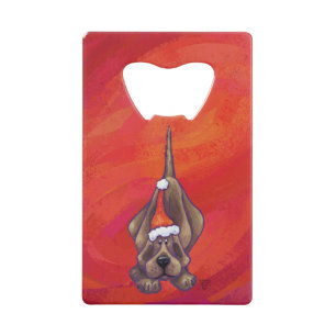 Hond Dog Kerstmis op rood Creditkaart Flessenopener