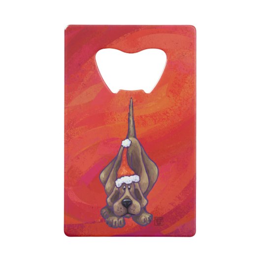 Hond Dog Kerstmis op rood Creditkaart Flessenopener (Voorkant)