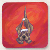 Hond Dog Kerstmis op rood Drankjes Onderzetter (Voorkant)