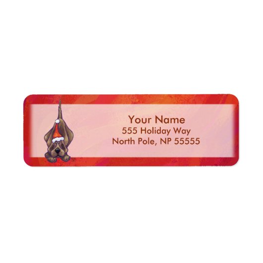 Hond Dog Kerstmis op rood Etiket (Voorkant)