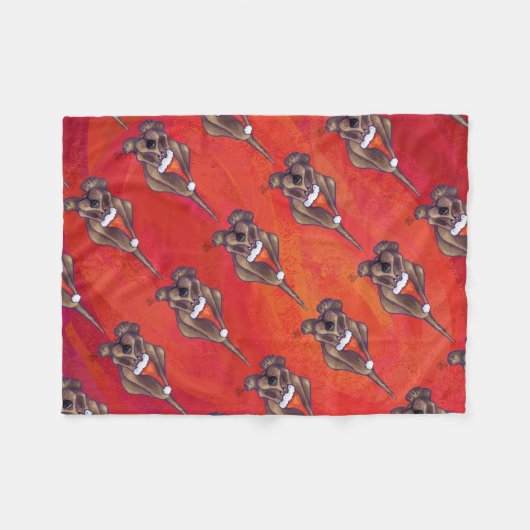 Hond Dog Kerstmis op rood Fleece Deken (Voorkant (Horizontaal))