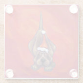 Hond Dog Kerstmis op rood Glazen Onderzetter (Achterkant)