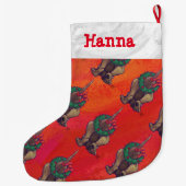 Hond Dog Kerstmis op rood Grote Kerstsok (Achterkant)