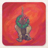 Hond Dog Kerstmis op rood Kartonnen Onderzetters (Voorkant)