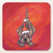 Hond Dog Kerstmis op rood Kartonnen Onderzetters (Voorkant)