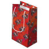 Hond Dog Kerstmis op rood Klein Cadeauzakje (Achterkant Gekanteld)