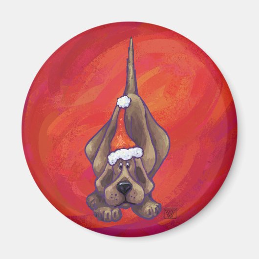 Hond Dog Kerstmis op rood Magneet (Voorkant)