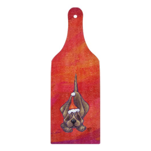 Hond Dog Kerstmis op rood Snijplank (Voorkant)
