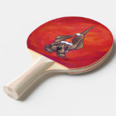 Hond Dog Kerstmis op rood Tafeltennisbatje (Voorkant Gekanteld)