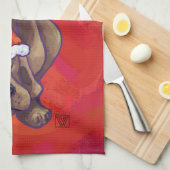 Hond Dog Kerstmis op rood Theedoek (Quarter Fold)