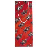 Hond Dog Kerstmis op rood Wijn Cadeautas (Achterkant)