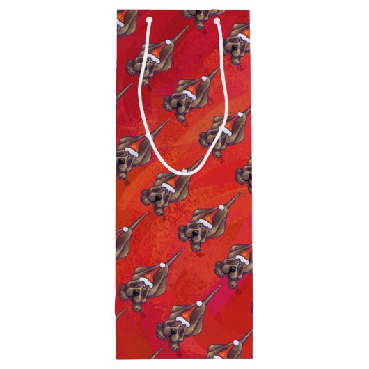 Hond Dog Kerstmis op rood Wijn Cadeautas (Achterkant)