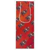 Hond Dog Kerstmis op rood Wijn Cadeautas (Voorkant)