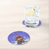 Hond Dog Kerstmis Ronde Kartonnen Onderzetter (Insitu)