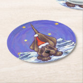 Hond Dog Kerstmis Ronde Kartonnen Onderzetter (Gebogen)