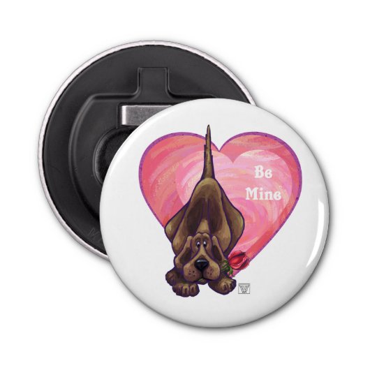Hond Dog Valentijnsdag Button Flesopener (Voorkant)