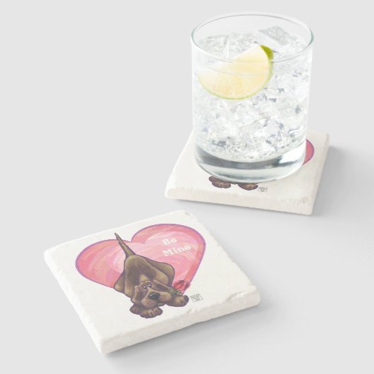 Hond Dog Valentijnsdag Stenen Onderzetter (Zijkant)