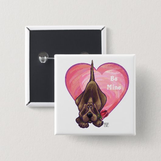 Hond Dog Valentijnsdag Vierkante Button 5,1 Cm (Voorkant /achterkant)