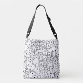 Hond Doodle Lijn Kunst Crossbody Tas (Achterkant)